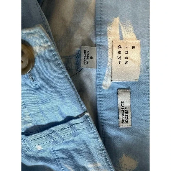 A New Day Womens Blue Abstract Print Pleated Belted Shorts Size 6 - Picture 5 of 5